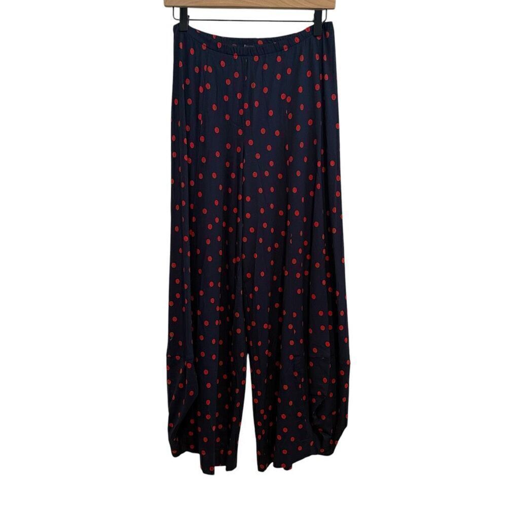 Alembika Punto Wide Leg Barrel Lantern Pants Navy and Red Polkadot Size 1 (6-8)